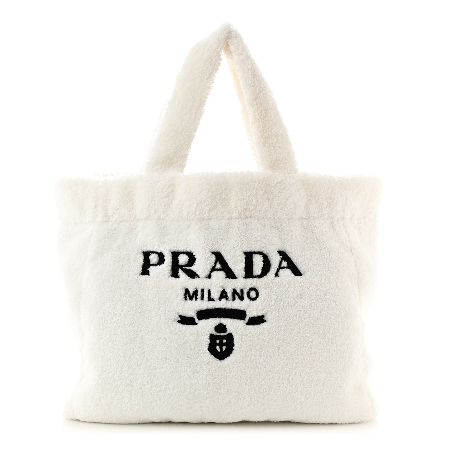 Terry Cloth Tote Bag White Black