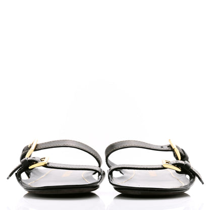 Prada Calfskin Sandali Two Strap Flat Sandals 37.5 Black 2 of 9