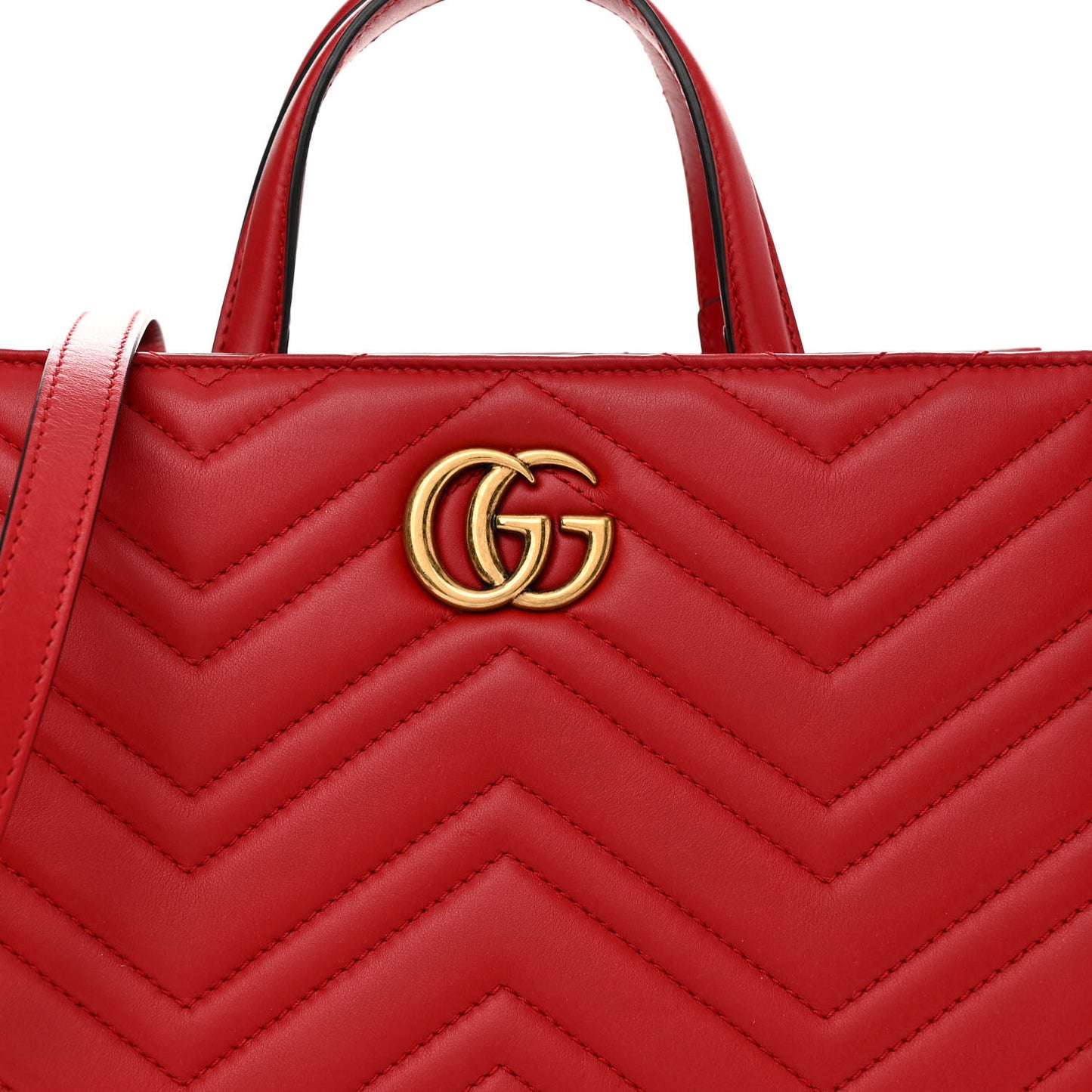 Calfskin Matelasse Small GG Marmont Tote Hibiscus Red