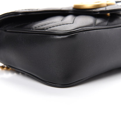 Gucci Calfskin Matelasse Super Mini GG Marmont Shoulder Bag Black 8 of 11