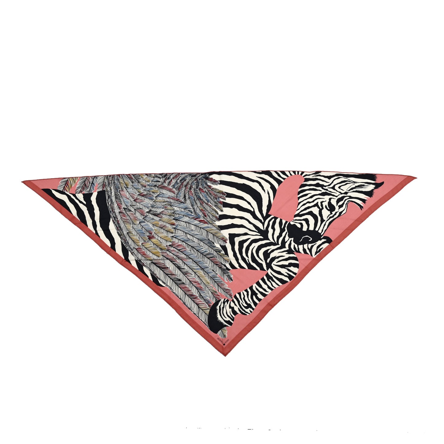Cashmere Zebra Pegasus Pointe Triangle Scarf Vieux Rose Black White