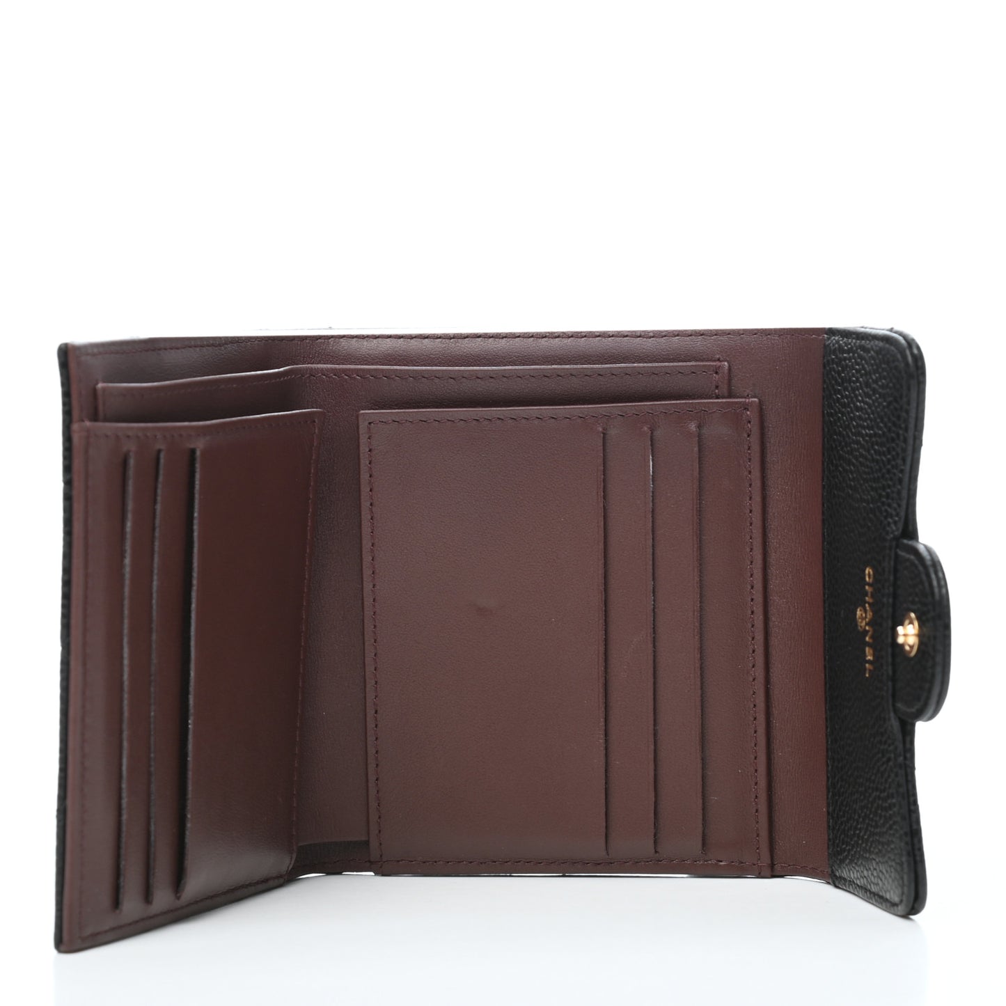 Caviar Quilted Compact Flap Wallet Black