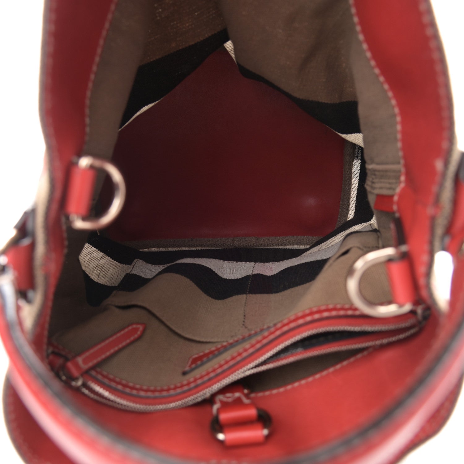 Burberry Canvas Mega Check Medium Ashby Bucket Bag Red 7 of 13