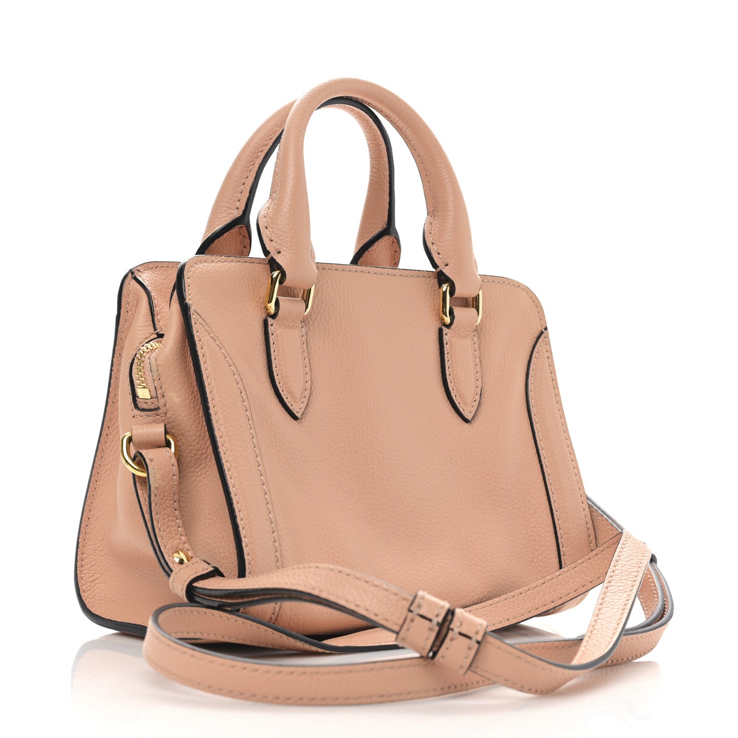 Pebbled Calfskin Mini Skull Padlock Zip Around Tote Boudoir