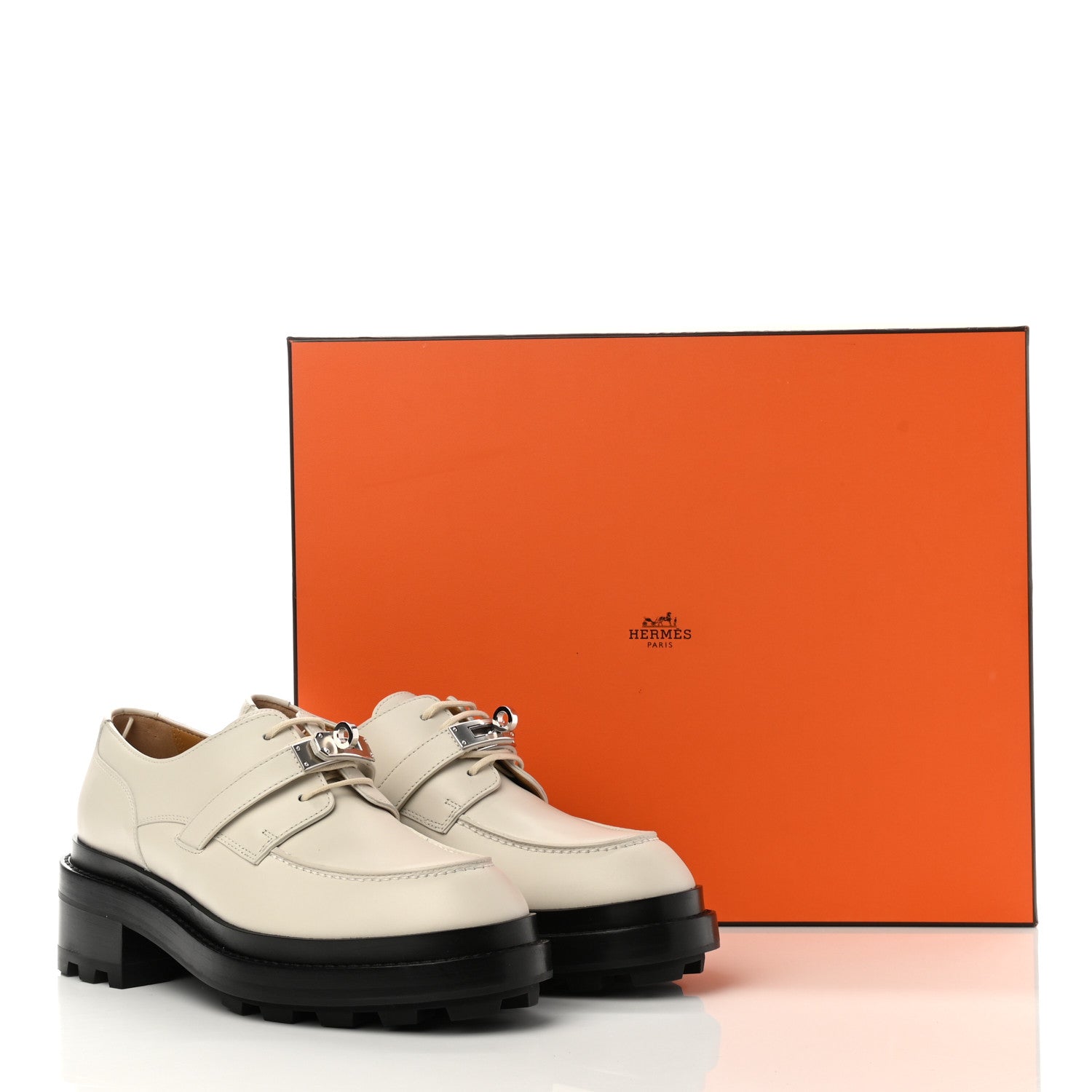 Hermes Glossed Calfskin First Derby 38 Beige Glaise 9 of 9