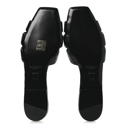 Saint Laurent Patent Croc Embossed Tribute 05 Slide Sandals 37.5 Black 3 of 11