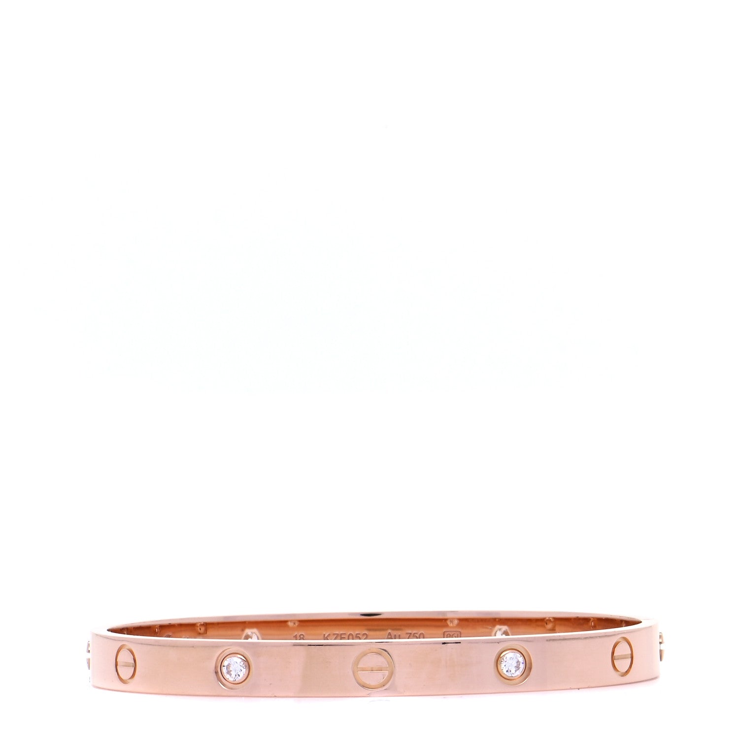 Cartier 18K Pink Gold 4 Diamond LOVE Bracelet 18 3 of 8