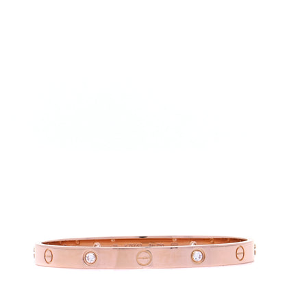 Cartier 18K Pink Gold 4 Diamond LOVE Bracelet 18 3 of 8