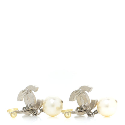 Chanel Pearl CC Drop Clip On Earrings Silver 3 of 4