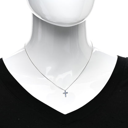 Cartier 18K White Gold Blue Sapphire Symbols Cross Pendant Necklace 2 of 4