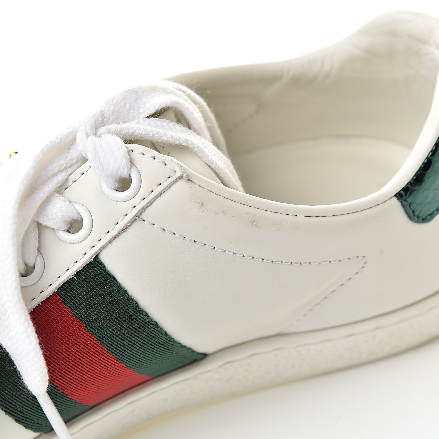 Gucci Calfskin Web Pearl Studded Womens Ace Sneakers 34 White 13 of 16