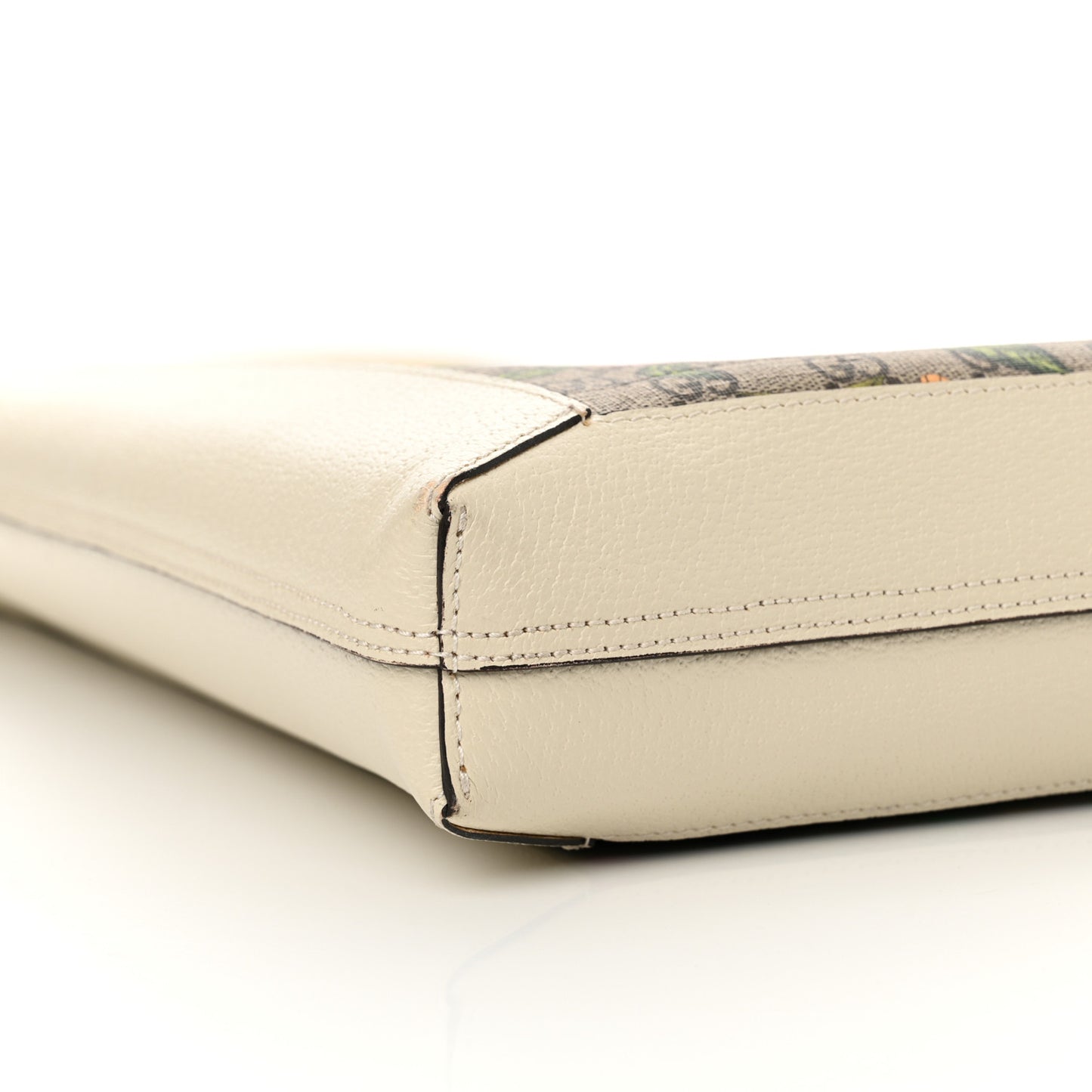 GG Supreme Monogram Flora Web Ophidia Vertical Shopping Tote White