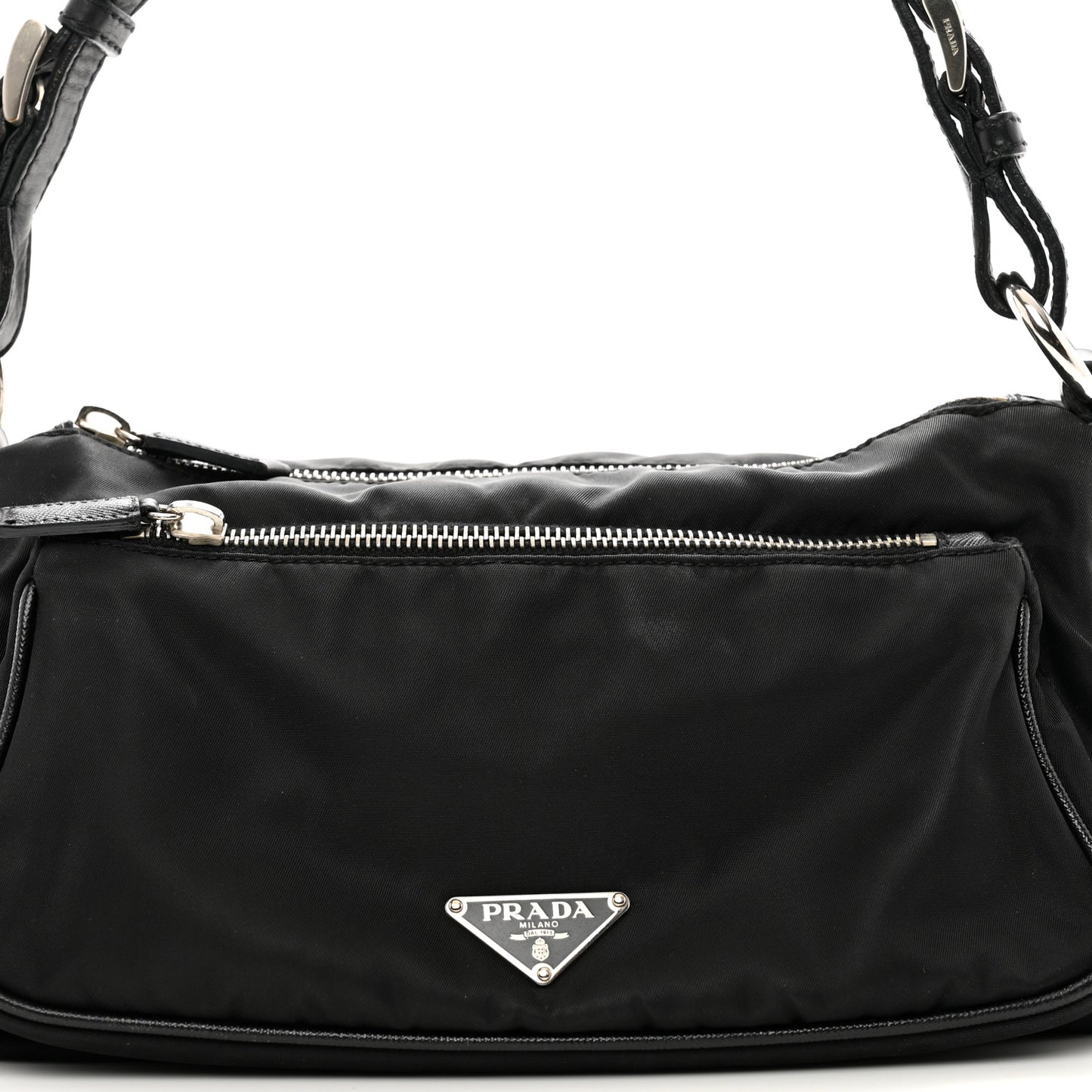 Tessuto Nylon Saffiano Shoulder Bag Black