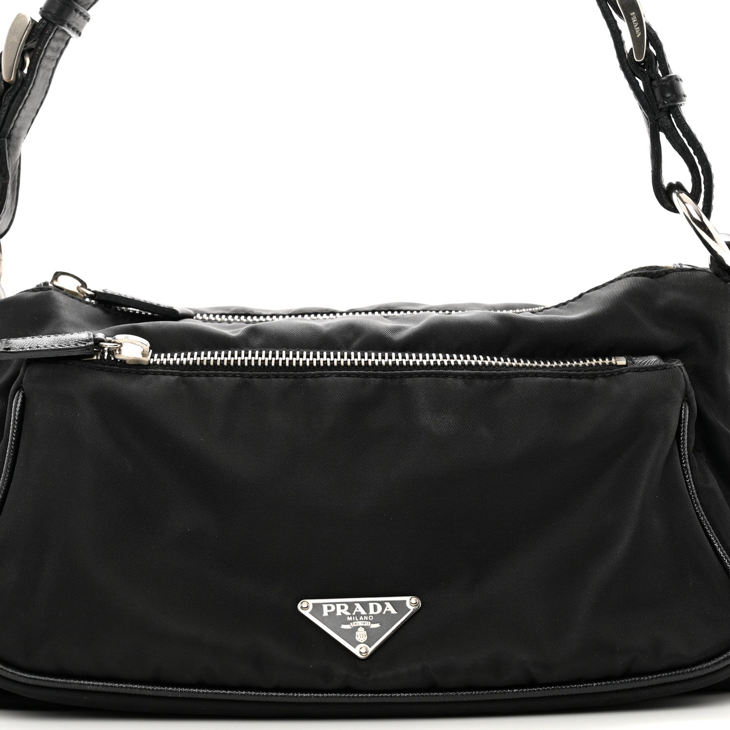 Prada Tessuto Nylon Saffiano Shoulder Bag Black 5 of 10