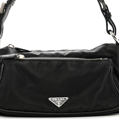 Prada Tessuto Nylon Saffiano Shoulder Bag Black 5 of 10