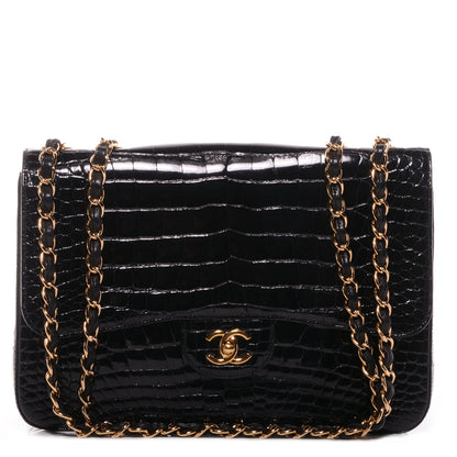 Chanel Shiny Alligator Jumbo Single Flap Black 1 of 9