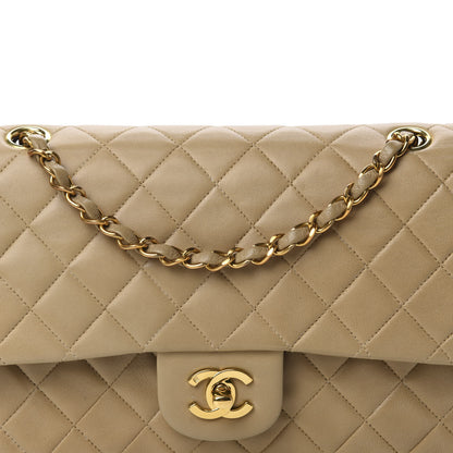 Chanel Lambskin Quilted Medium Double Flap Beige 13 of 14
