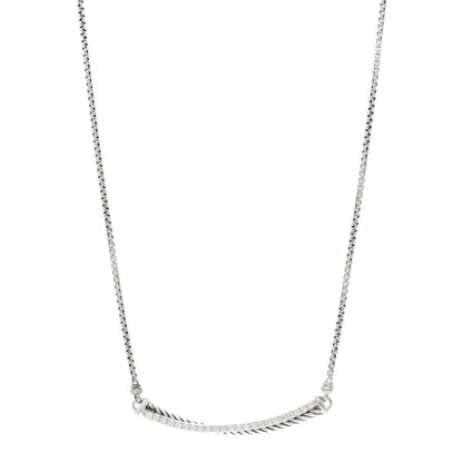 David Yurman Sterling Silver Diamond Crossover Bar Necklace 1 of 5