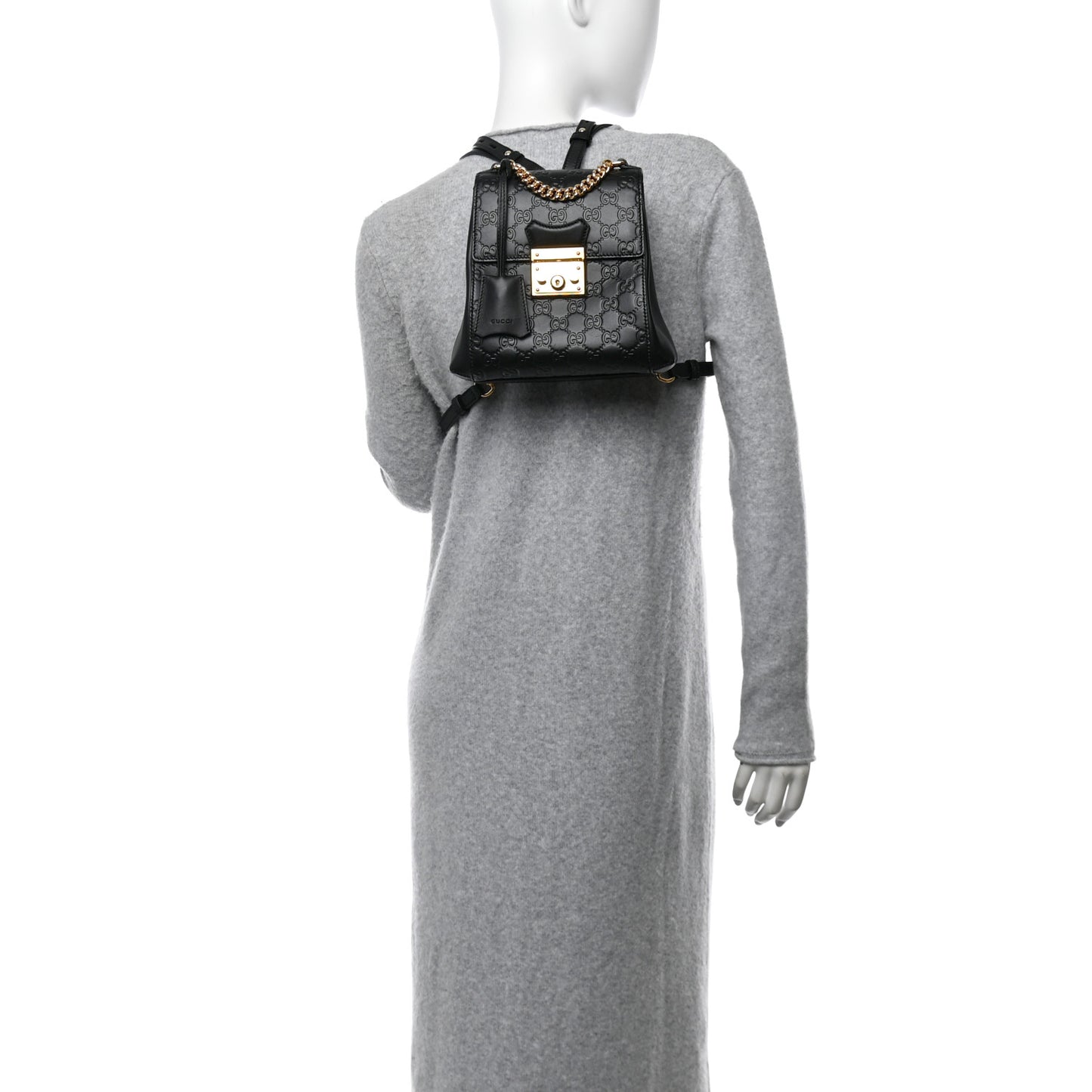 Guccissima Signature Padlock Backpack Black