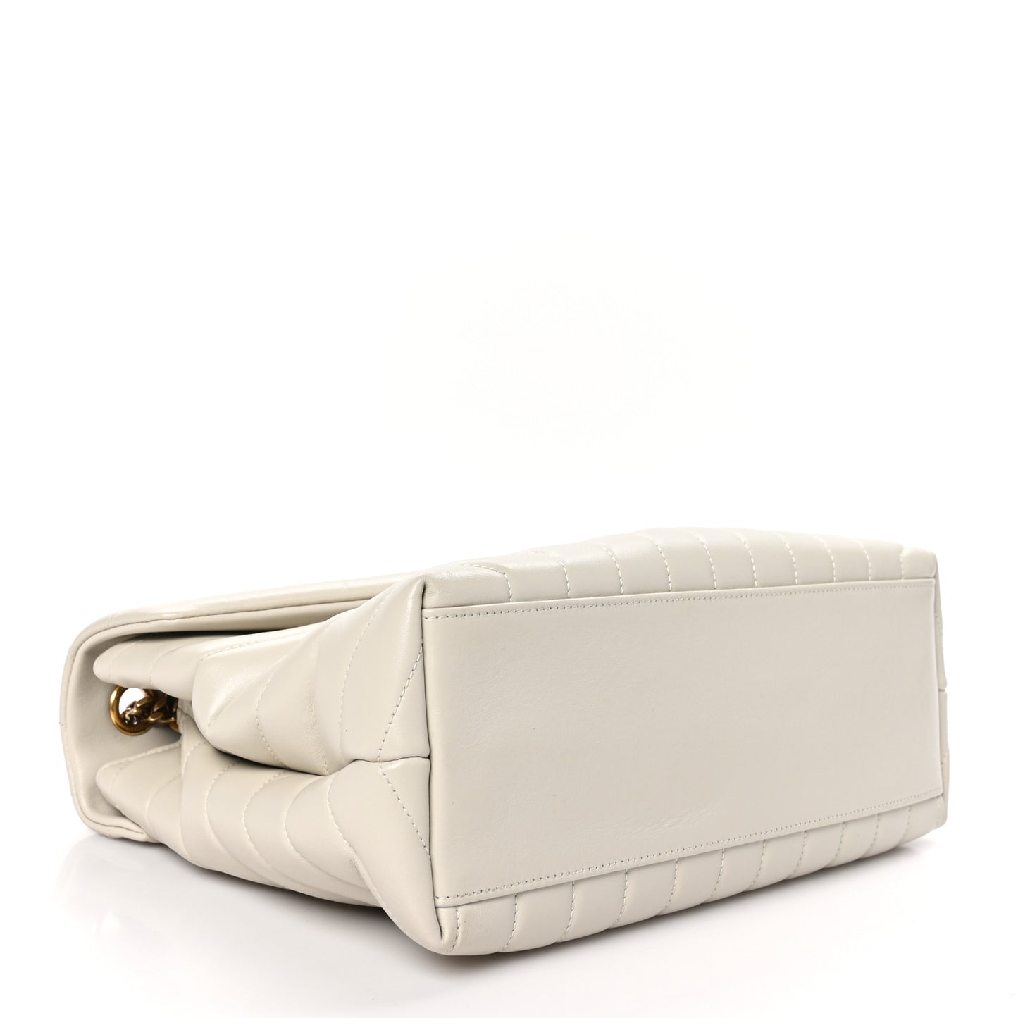 Calfskin Y Quilted Monogram Medium Loulou Chain Satchel Crema Soft