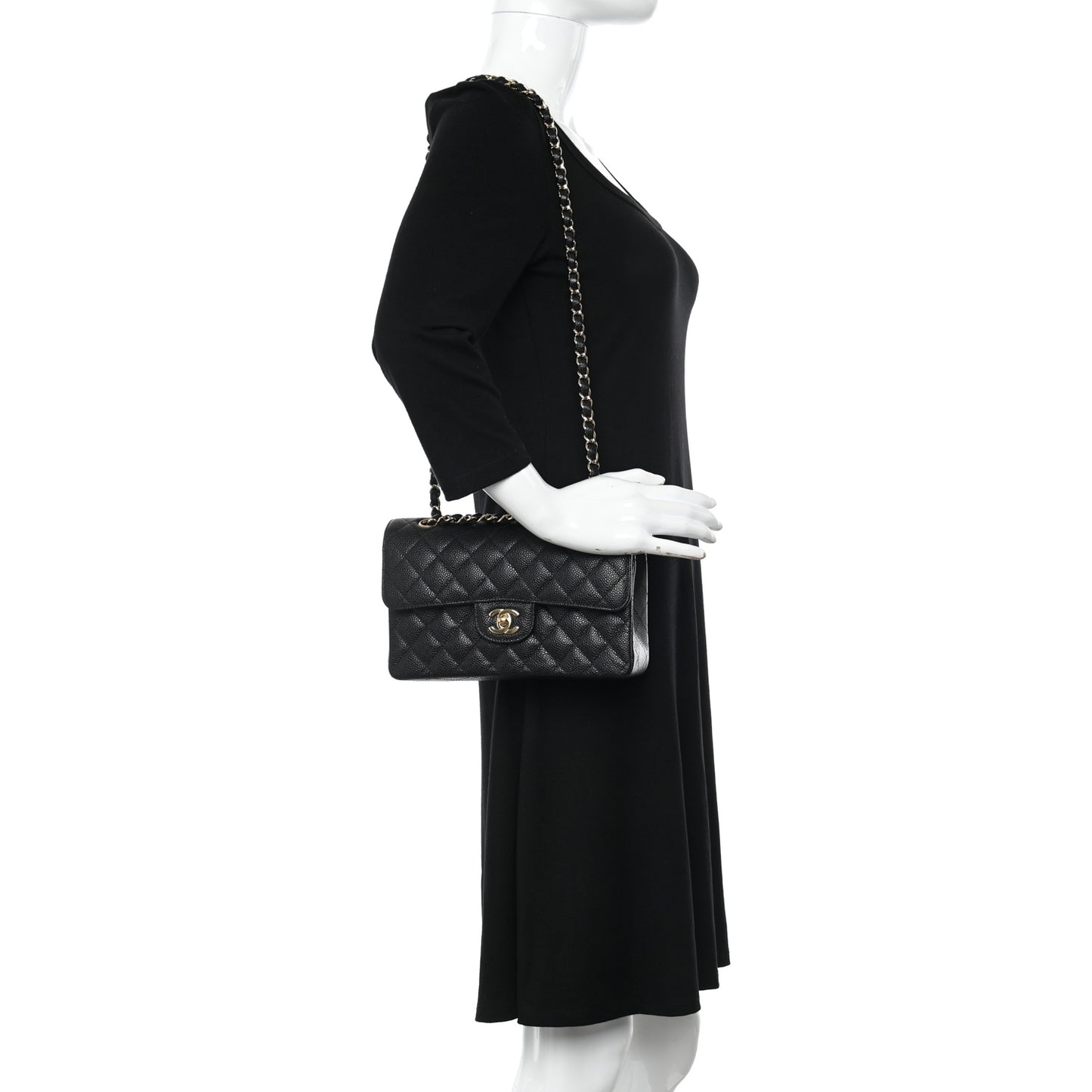 Caviar Quilted Small Double Flap Black
