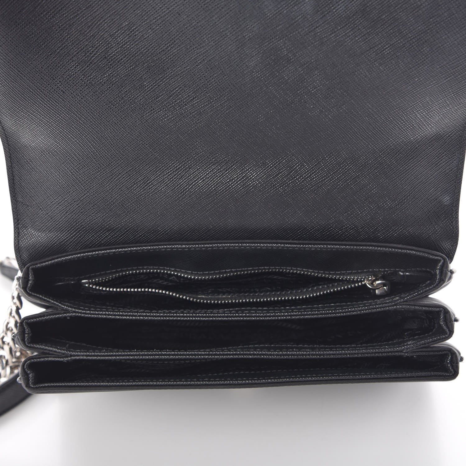 Prada Saffiano Tessuto Nylon Chain Shoulder Bag Black 7 of 9