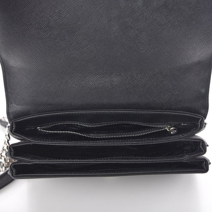 Prada Saffiano Tessuto Nylon Chain Shoulder Bag Black 7 of 9