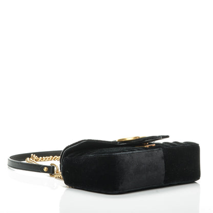 Gucci Velvet Matelasse Mini GG Marmont Shoulder Bag Black 4 of 7
