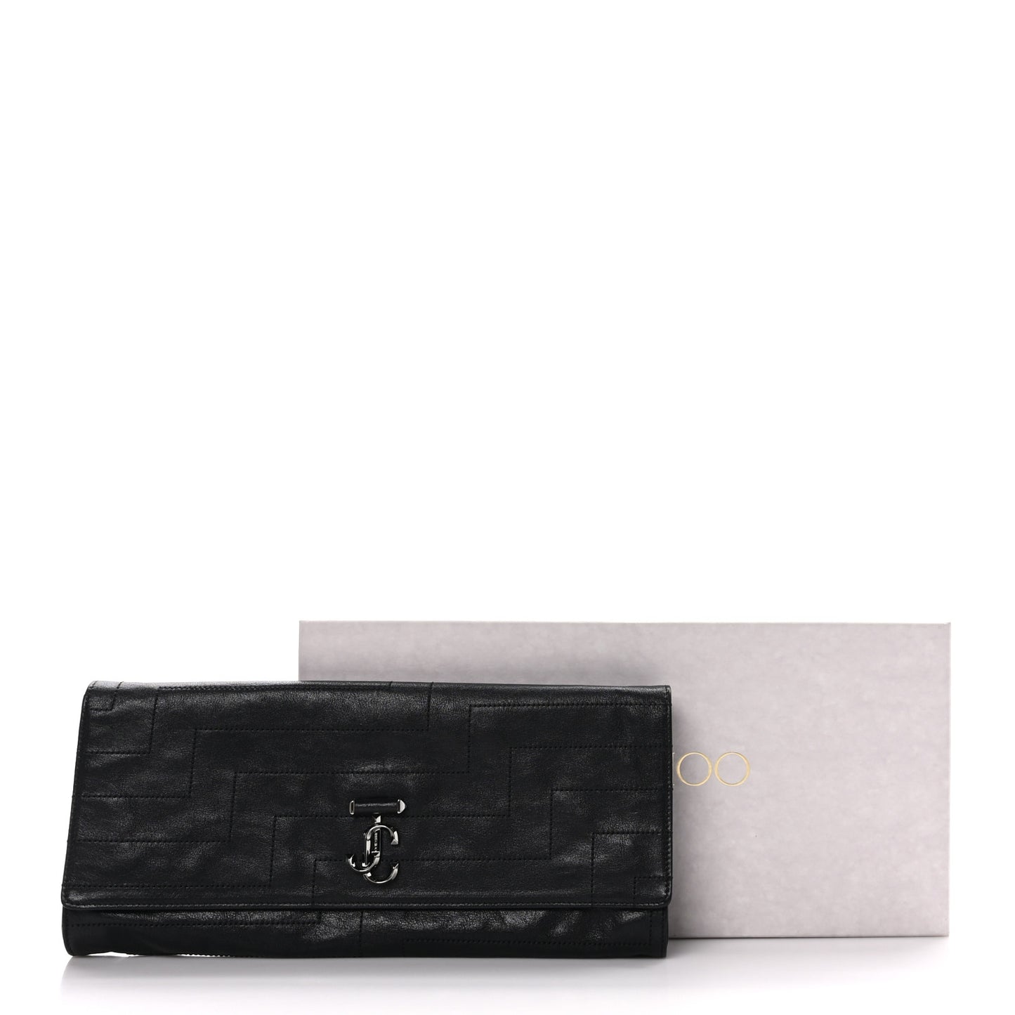 Biker Calfskin Overstitch Avenue Clutch Black