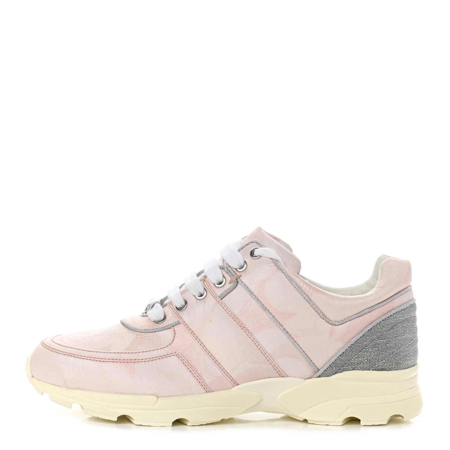 Chanel Canvas Womens Sneakers 39.5 Pink Grey 1 of 11