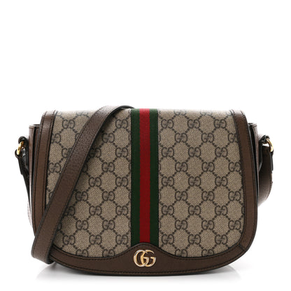 Gucci GG Supreme Monogram Web Small Ophidia Flap Messenger Bag Brown 1 of 9