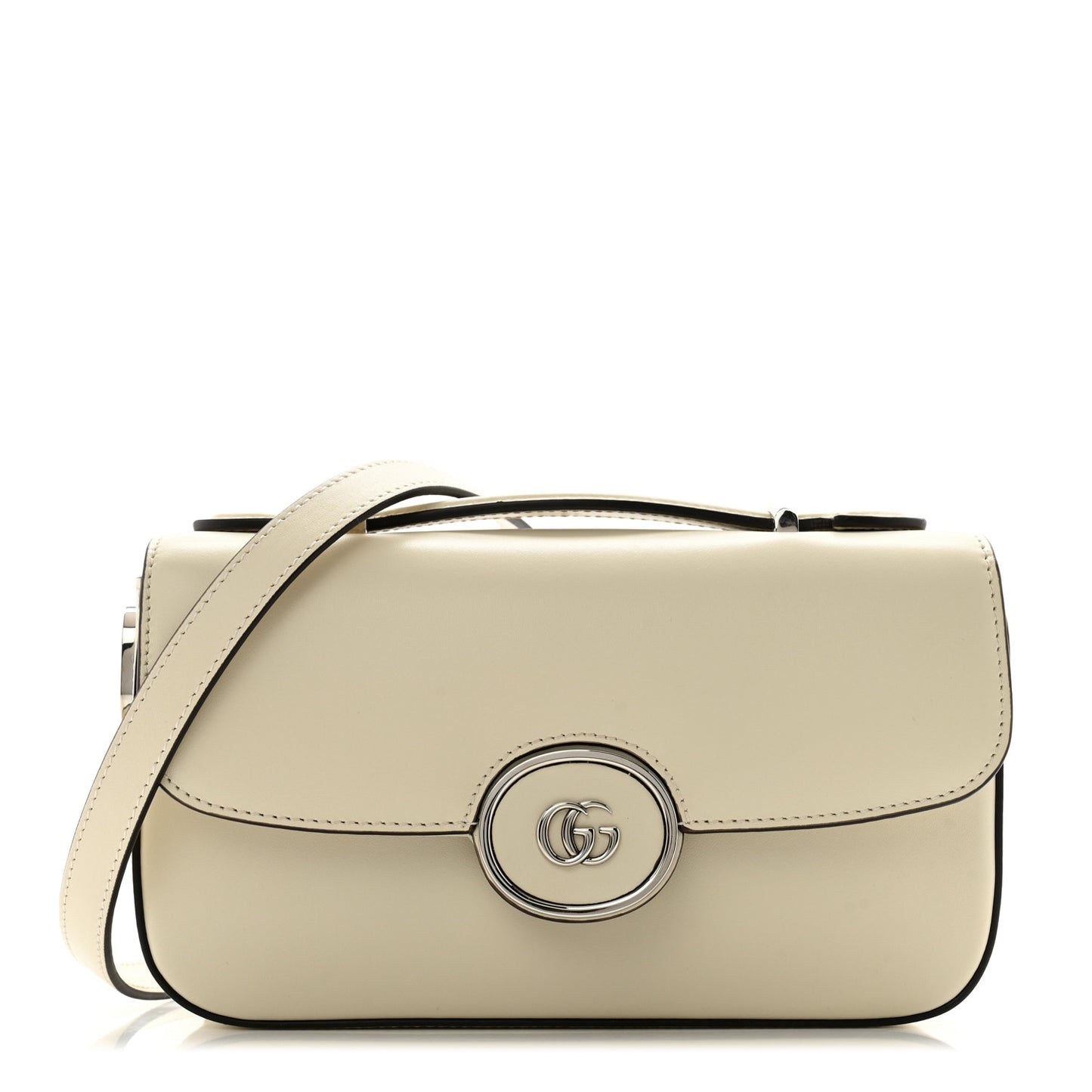 Senna Calfskin Petite GG Top Handle Shoulder Bag Mystic White