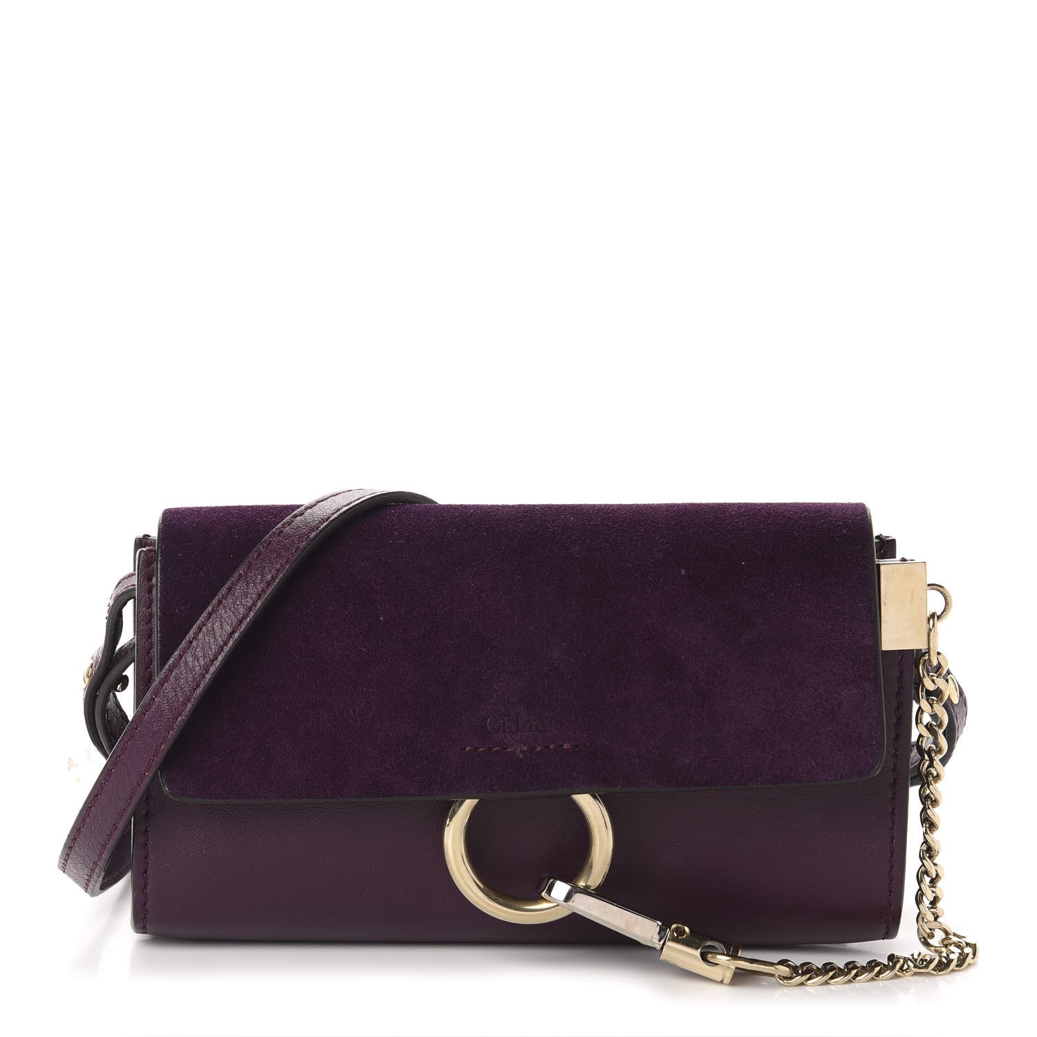 Chloe Suede Calfskin Mini Faye Shoulder Bag Intense Violine 1 of 10