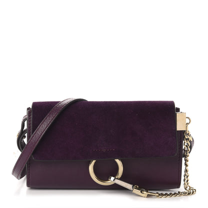 Chloe Suede Calfskin Mini Faye Shoulder Bag Intense Violine 1 of 10