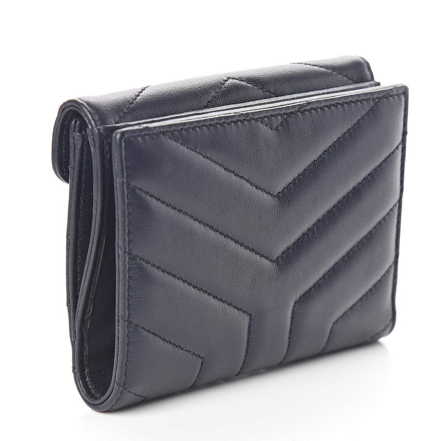 Lambskin Y Quilted Monogram Compact Loulou Wallet Deep Marine