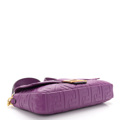 Fendi Nappa FF 1974 Embossed Large Baguette Lilla 4 of 10