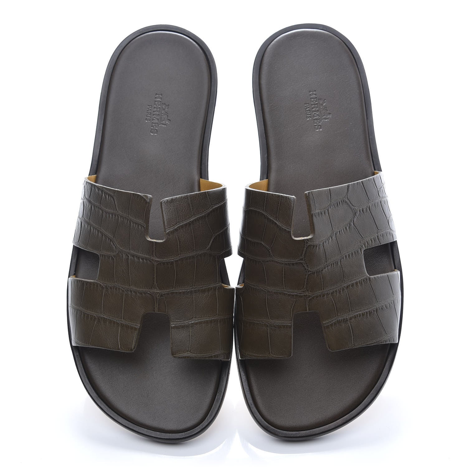 Hermes Matte Niloticus Crocodile Mens Izmir Sandals 42 Vert Olive 6 of 9