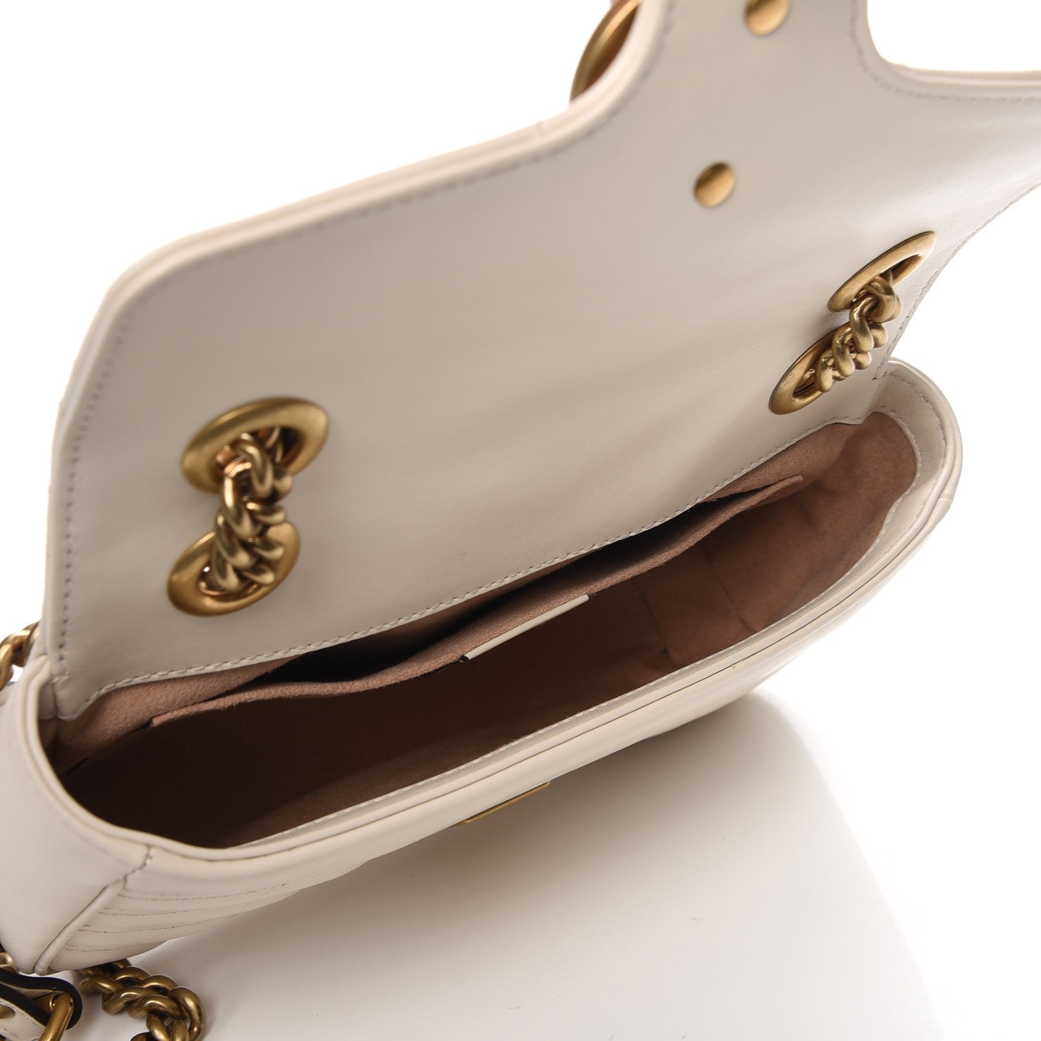 Gucci Calfskin Matelasse Mini GG Marmont Shoulder Bag White 5 of 7