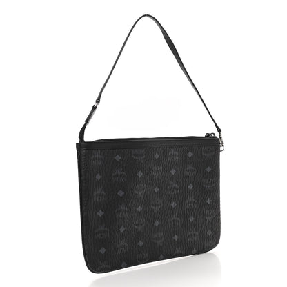 MCM Visetos Liz Shopper Tote Pouch Black 3 of 9