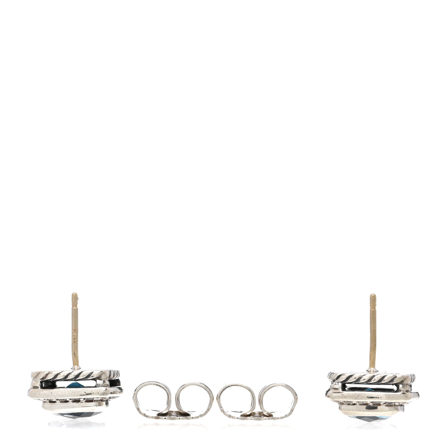 David Yurman Sterling Silver Diamond Blue Topaz 7mm Petite Albion Earrings 3 of 4