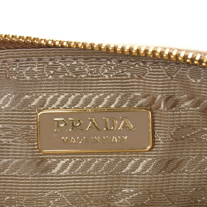 Prada Metallic Nappa Gaufre Small Zip Pouch Platino 6 of 14