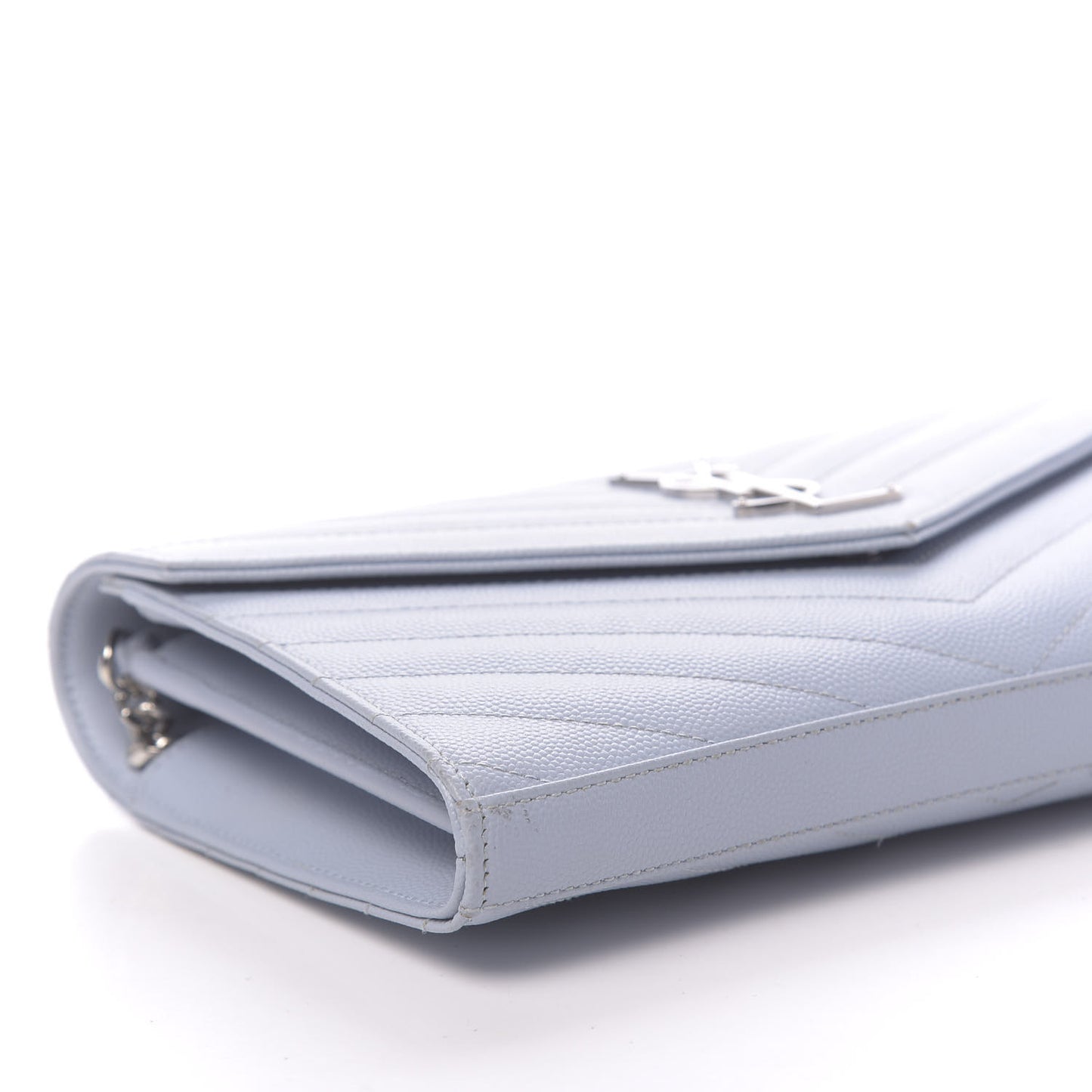 Grain De Poudre Matelasse Monogram Chain Wallet Sky Blue
