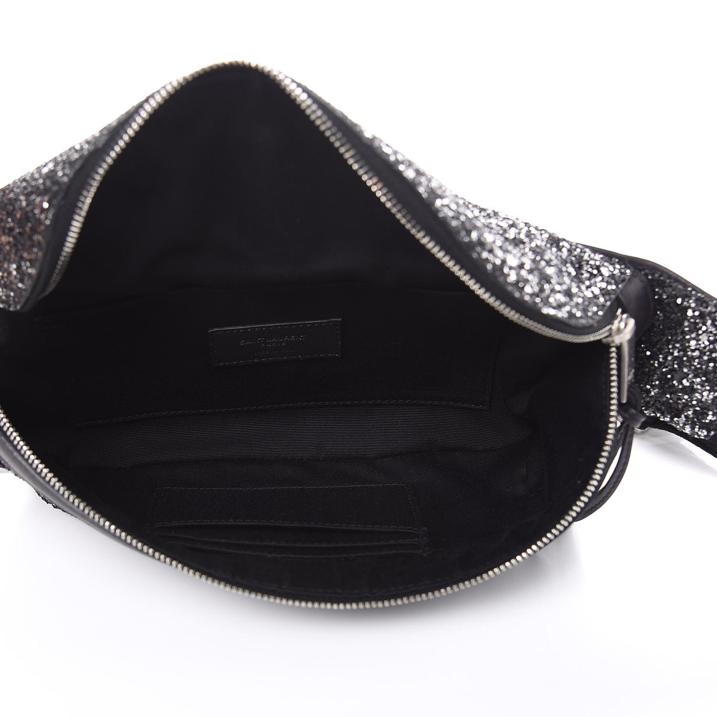 Lambskin Glitter Belt Bag Metallic Black