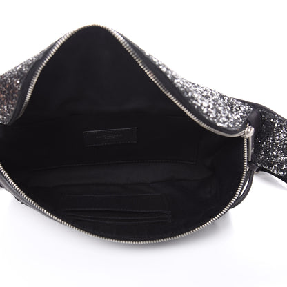 Saint Laurent Lambskin Glitter Belt Bag Metallic Black 6 of 11