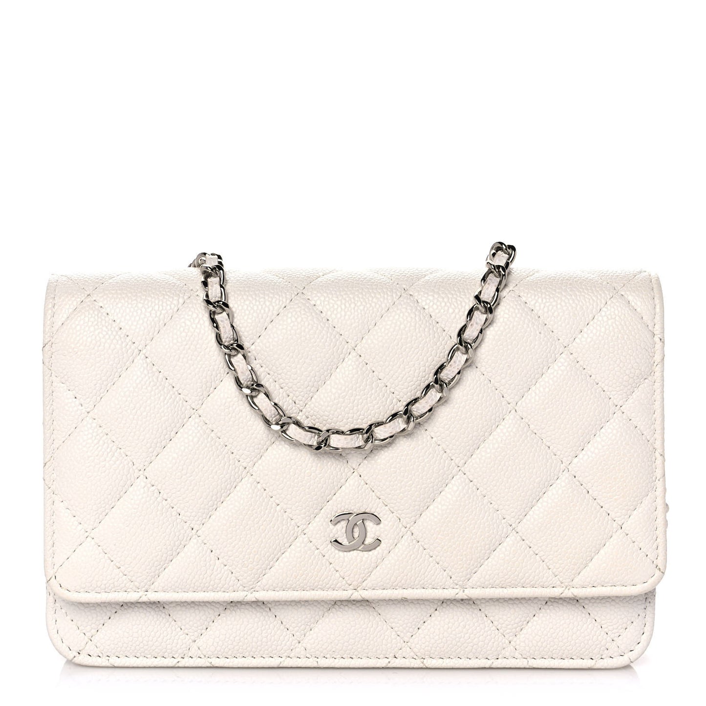 Caviar Quilted Wallet On Chain WOC White