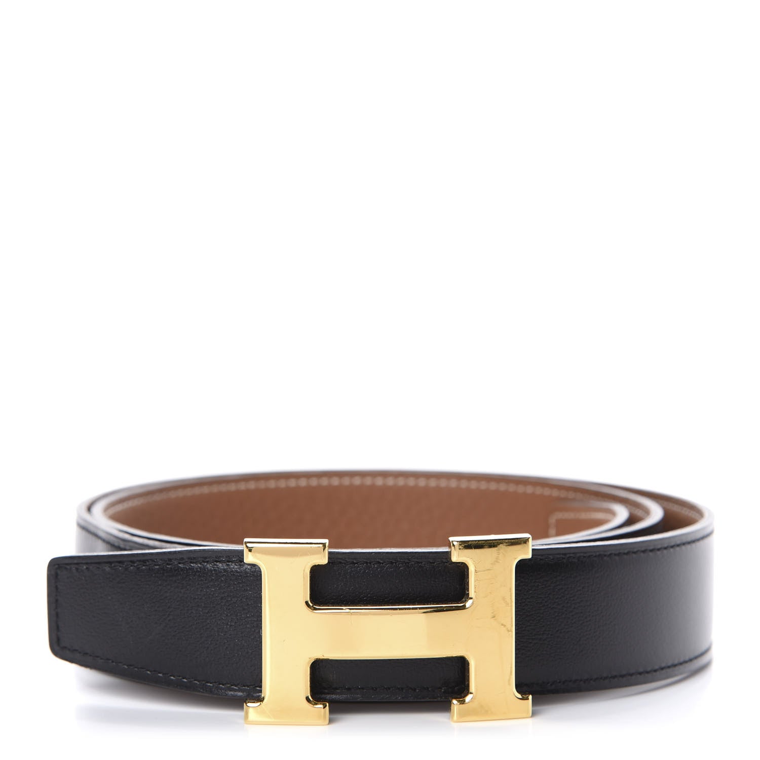 Hermes Box Togo 32mm H Belt 90 Black Gold 1 of 4