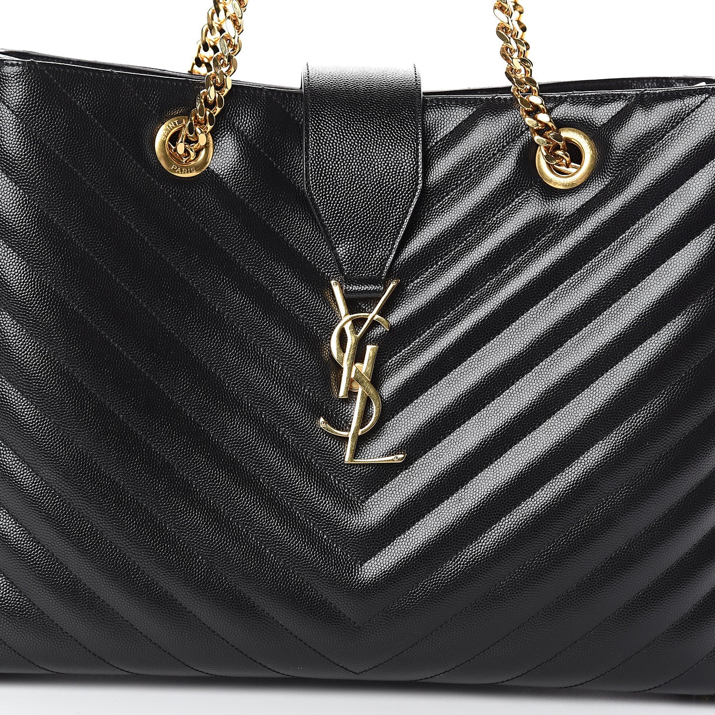 Grain De Poudre Matelasse Chevron Monogram Shopping Bag Black
