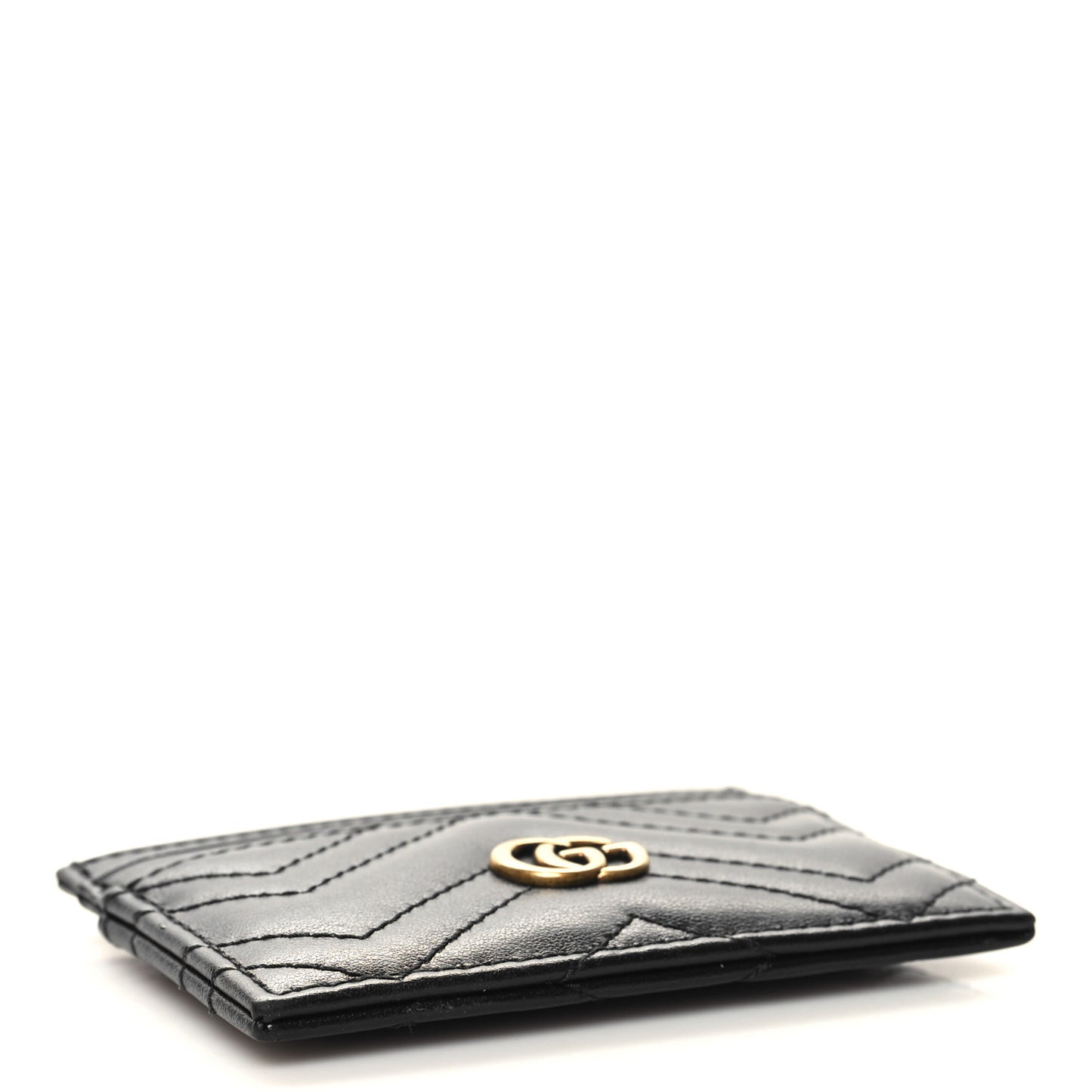 Calfskin Matelasse GG Marmont Card Holder Black