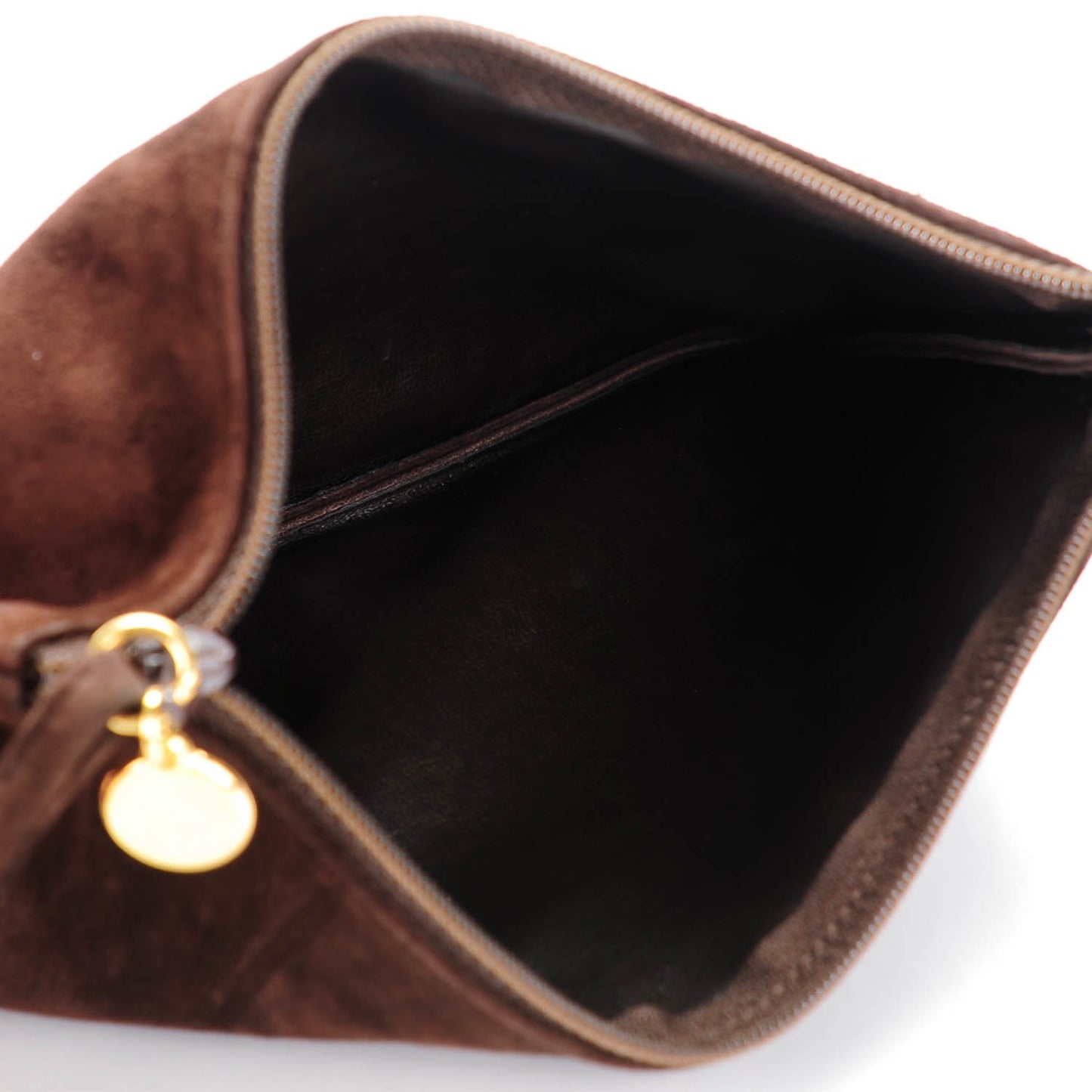 Suede CC Drawstring Shoulder Bag Dark Brown