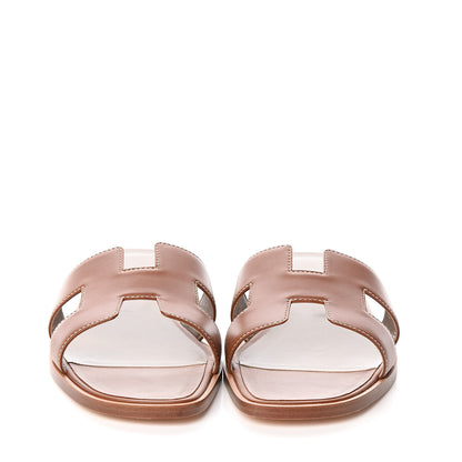 Hermes Box Calfskin Oran Sandals 39 Gold 2 of 9